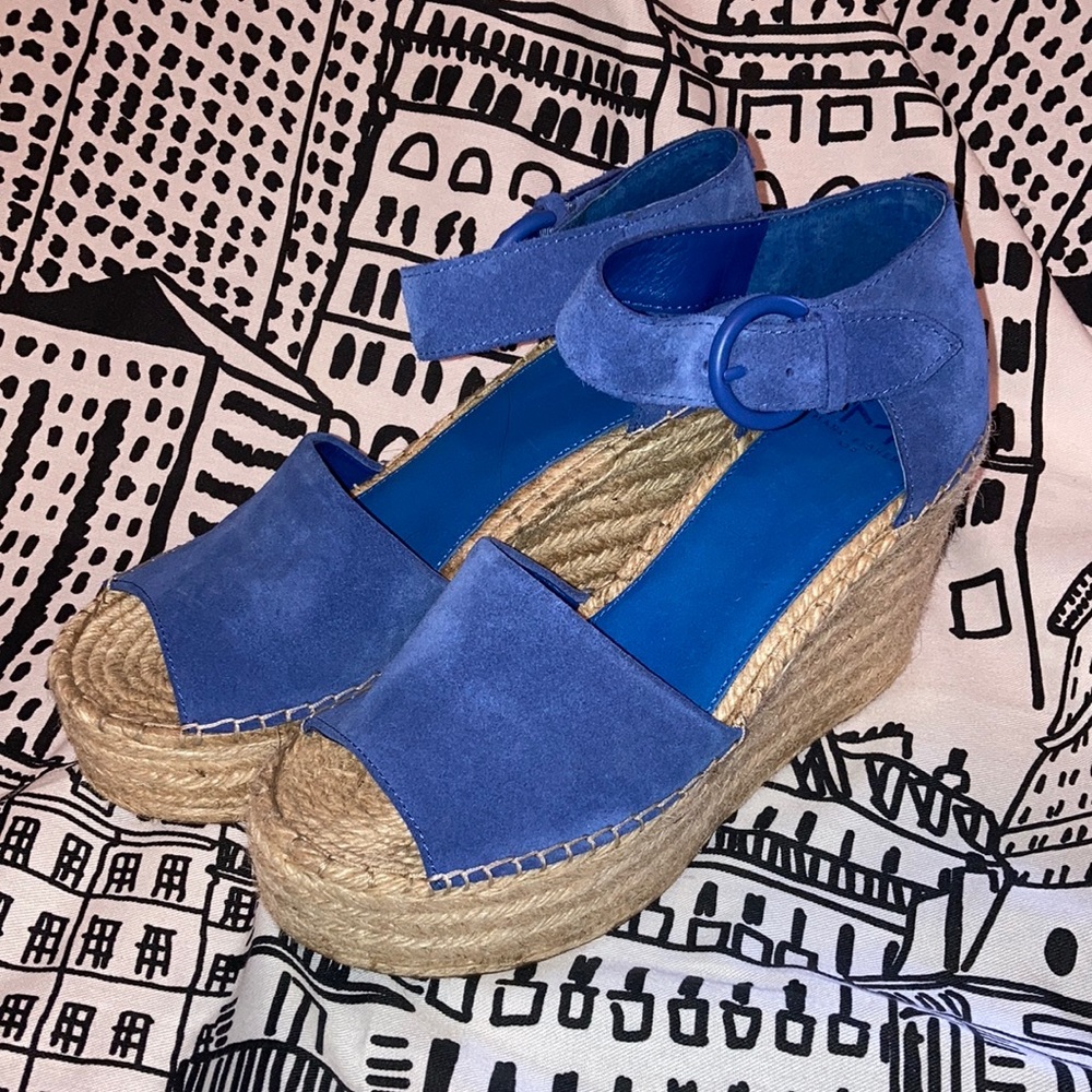 Marc Fisher Blue Suede Wedges